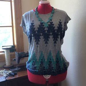 Grey printed T shirt